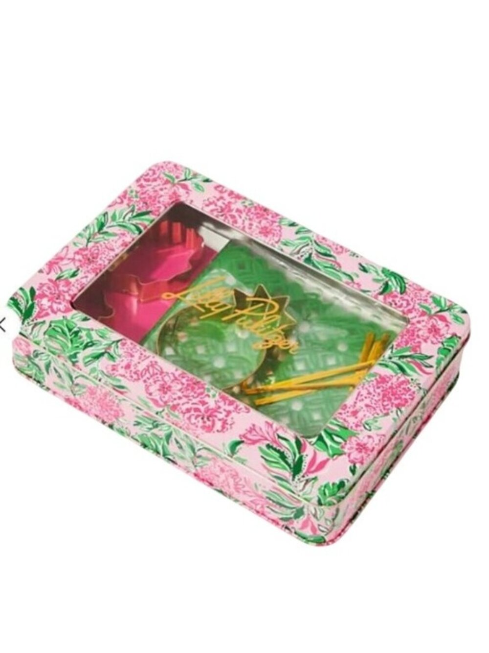 Lilly Pulitzer  Cookie Cutters Set of 3 & Exchange Kit in Metal Tin Hostess Gift
